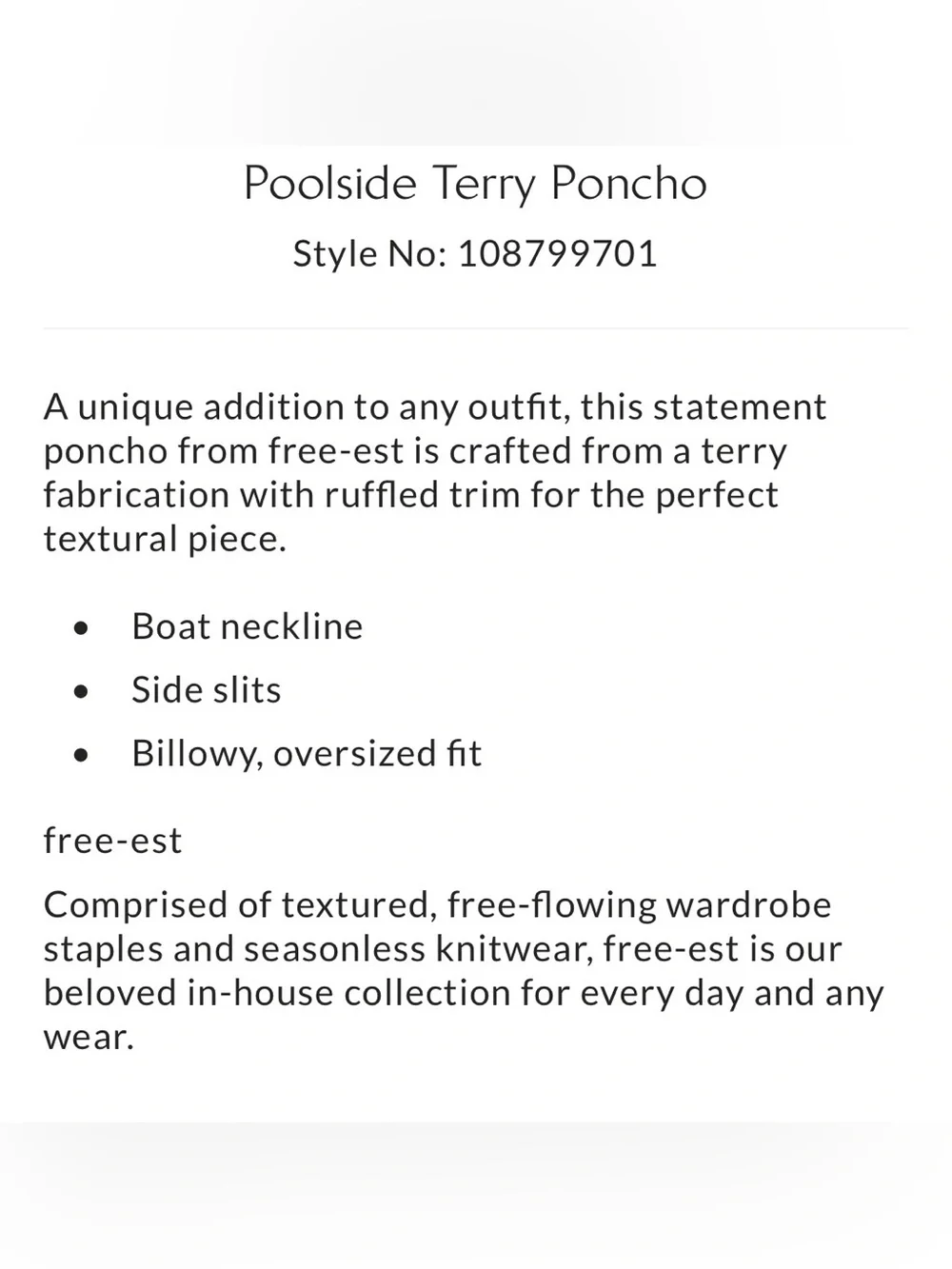 Free People free-est terrycloth poncho in poseidon blue